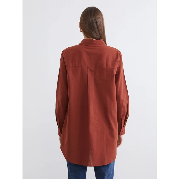 LCWAIKIKI Classic Kahverengi Regular Fit Kadın Gömlek Tunik