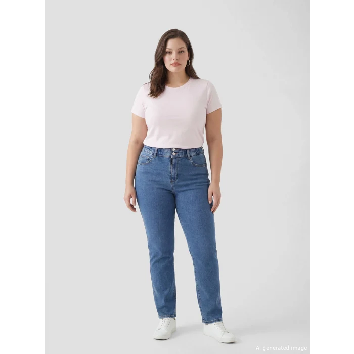 LCWAIKIKI Classic İndigo Yüksek Bel Slim Mom Kadın Jean Pantolon