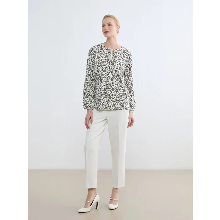 LCW Grace Yeşil Bağlamalı Yaka Çiçekli Bluz