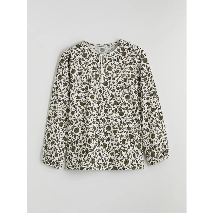 LCW Grace Yeşil Bağlamalı Yaka Çiçekli Bluz