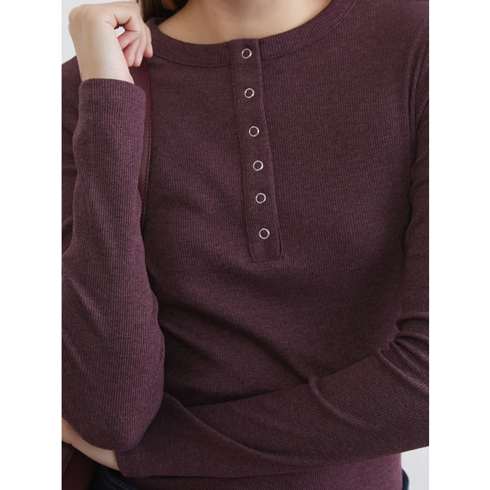 LCWAIKIKI Classic Bordo Bisiklet Yaka Fitilli Kadın Body