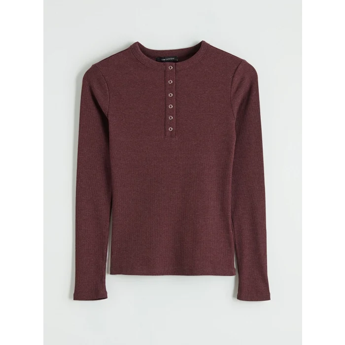 LCWAIKIKI Classic Bordo Bisiklet Yaka Fitilli Kadın Body