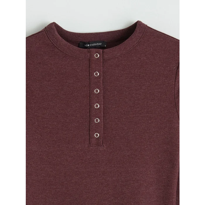 LCWAIKIKI Classic Bordo Bisiklet Yaka Fitilli Kadın Body