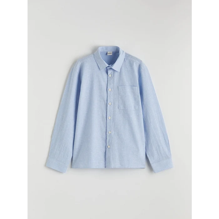 LCW Kids Mavi Çizgili Erkek Çocuk Gömlek