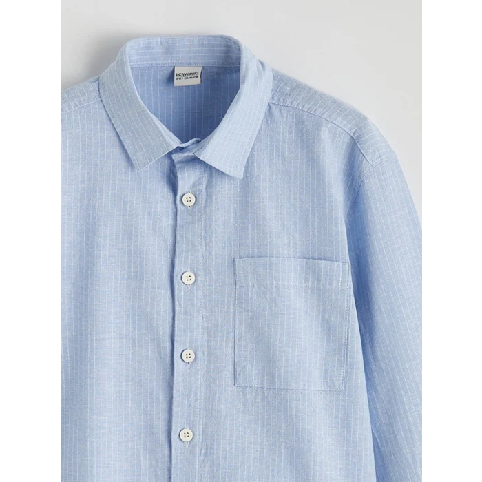 LCW Kids Mavi Çizgili Erkek Çocuk Gömlek