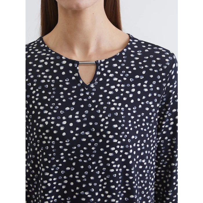 LCW Grace Lacivert Bisiklet Yaka Puantiyeli Bluz