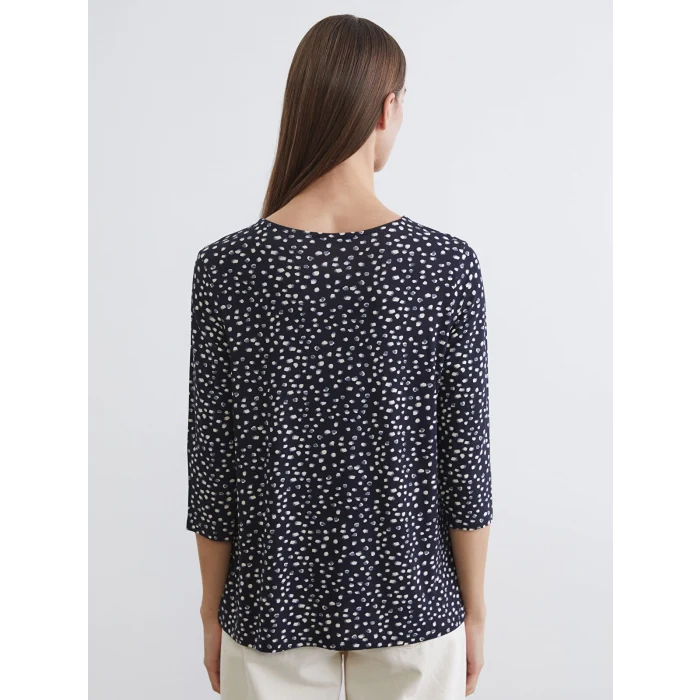 LCW Grace Lacivert Bisiklet Yaka Puantiyeli Bluz