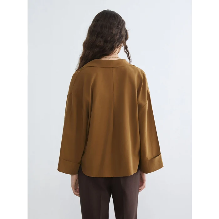 LCW Vision Kahverengi Oversize Kadın Gömlek