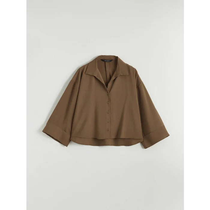 LCW Vision Kahverengi Oversize Kadın Gömlek