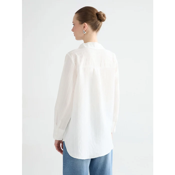 LCWAIKIKI Classic Beyaz Çizgili Kadın Gömlek