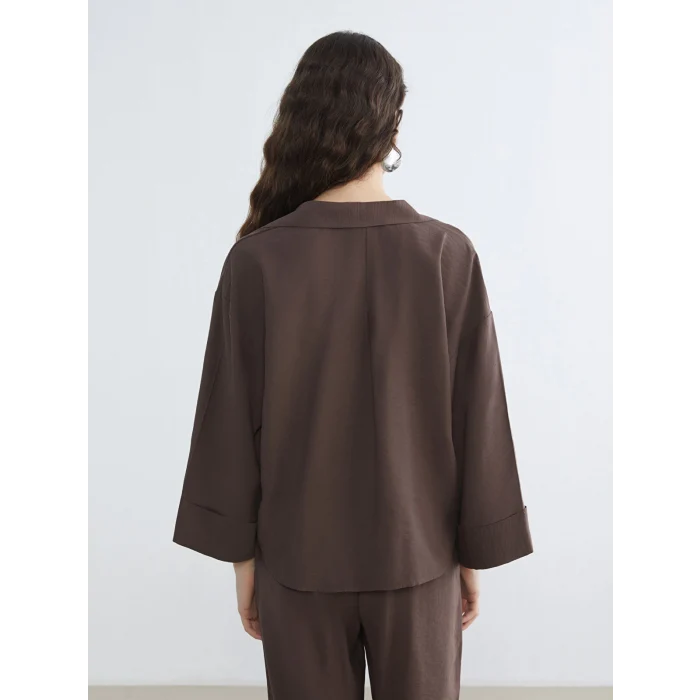 LCW Vision Kahverengi Oversize Kadın Gömlek