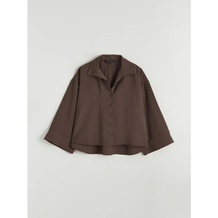LCW Vision Kahverengi Oversize Kadın Gömlek