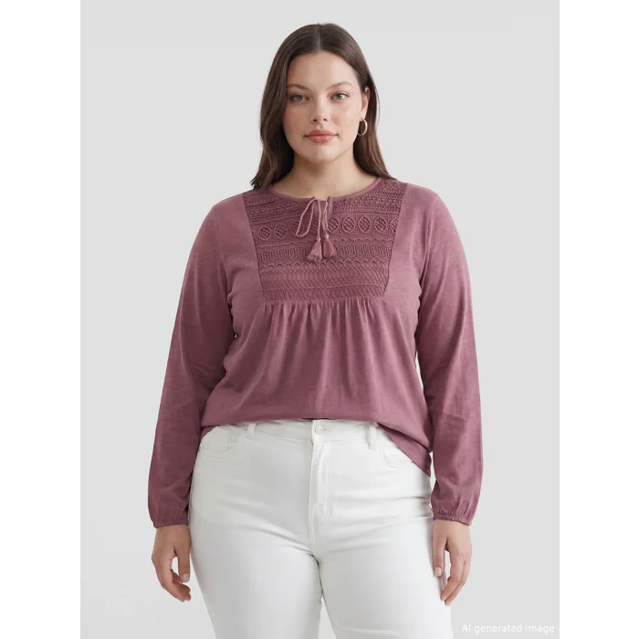 LCW Grace Pembe Bağlamalı Yaka Nakışlı Bluz