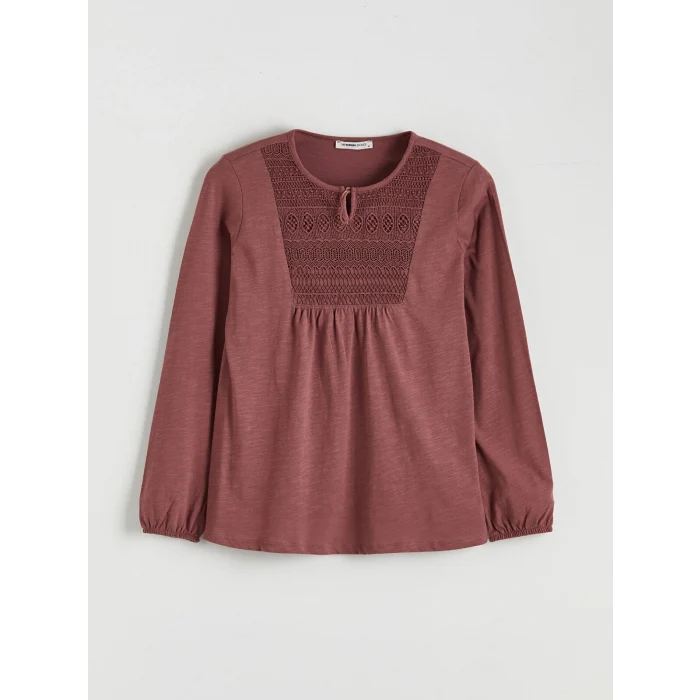 LCW Grace Pembe Bağlamalı Yaka Nakışlı Bluz