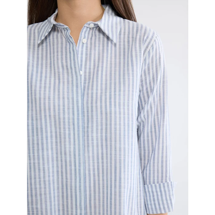 LCWAIKIKI Classic Mavi Çizgili Kadın Gömlek Tunik