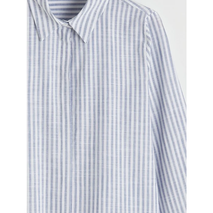 LCWAIKIKI Classic Mavi Çizgili Kadın Gömlek Tunik