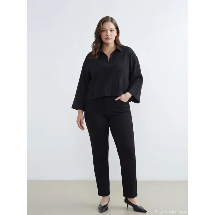 LCWAIKIKI Classic Siyah Slim Mom Kadın Jean Pantolon