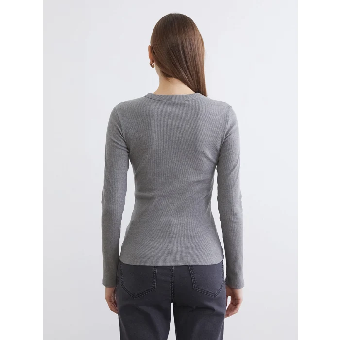 LCWAIKIKI Classic Antrasit Bisiklet Yaka Fitilli Kadın Body