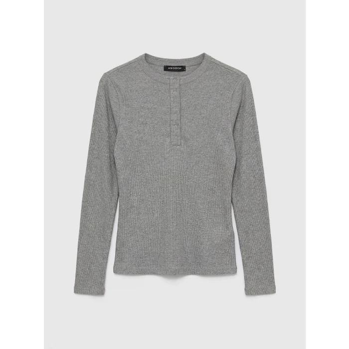 LCWAIKIKI Classic Antrasit Bisiklet Yaka Fitilli Kadın Body