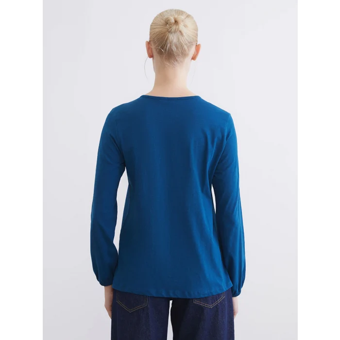 LCW Grace Petrol Bağlamalı Yaka Nakışlı Bluz