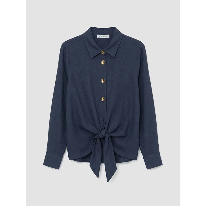 LCWAIKIKI Classic Mavi Önü Bağlamalı Kadın Gömlek