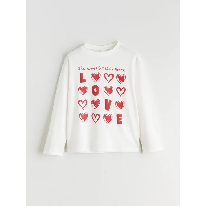 LCW Kids Ekru Bisiklet Yaka Kız Çocuk Pijama Takımı