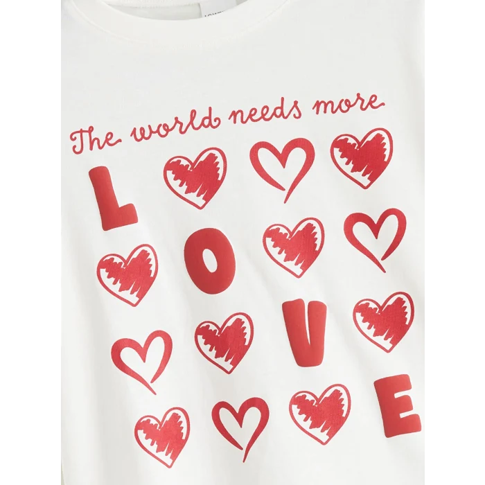 LCW Kids Ekru Bisiklet Yaka Kız Çocuk Pijama Takımı