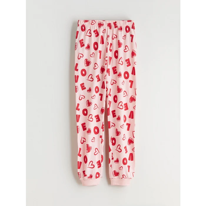 LCW Kids Ekru Bisiklet Yaka Kız Çocuk Pijama Takımı