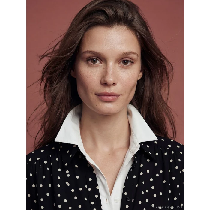 LCW Modest Siyah Puantiyeli Poplin Kadın Gömlek