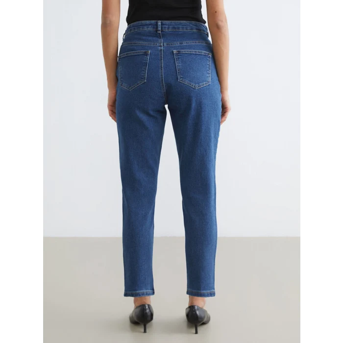LCW Modest İndigo Mom Fit Kadın Jean Pantolon