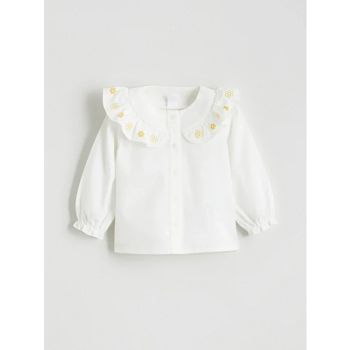 LCW baby Ekru Çiçekli Kız Bebek Gömlek ve Tayt