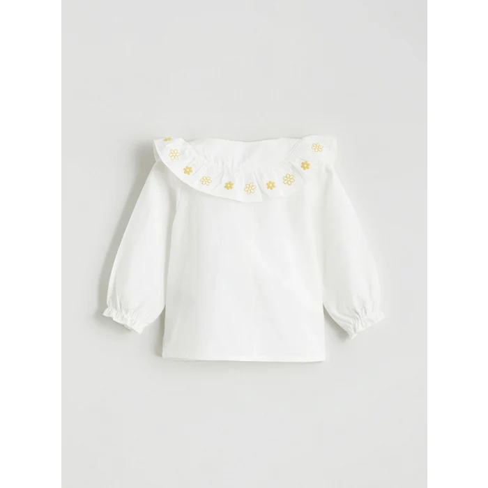 LCW baby Ekru Çiçekli Kız Bebek Gömlek ve Tayt