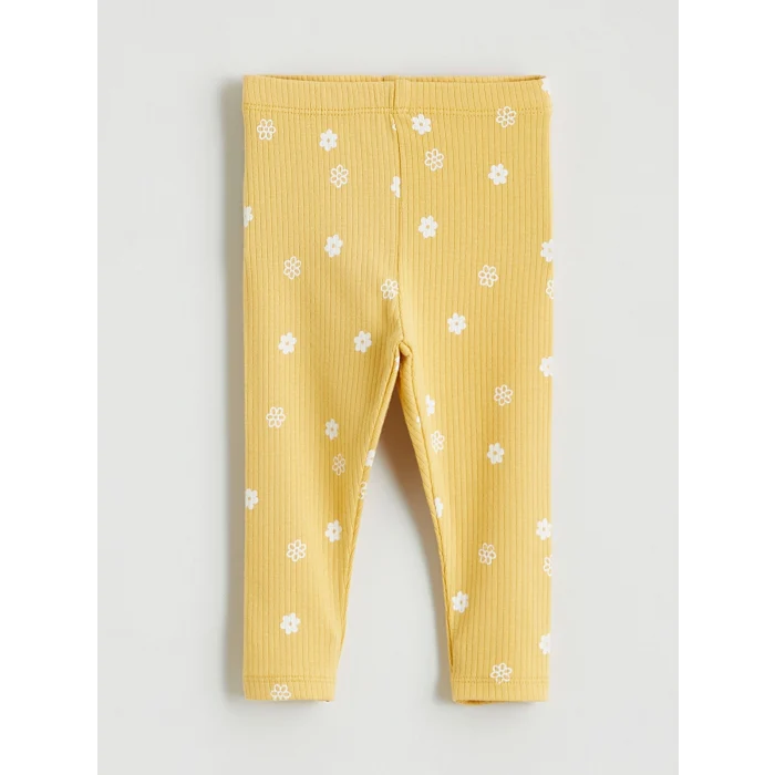 LCW baby Ekru Çiçekli Kız Bebek Gömlek ve Tayt