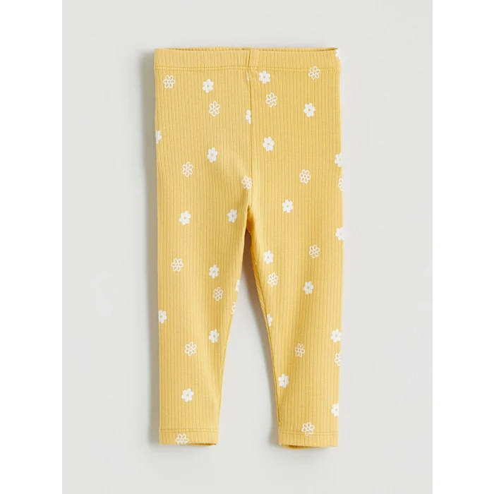 LCW baby Ekru Çiçekli Kız Bebek Gömlek ve Tayt