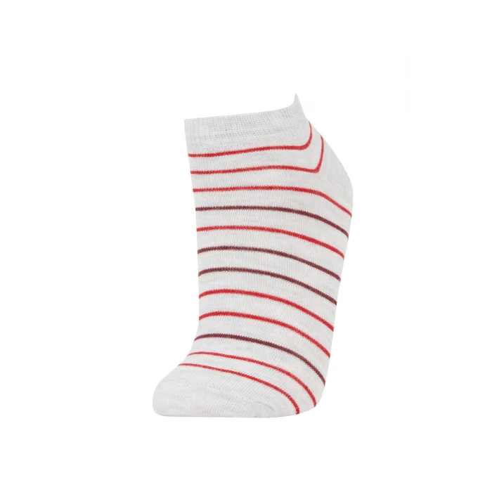 Defacto Y2443A6GR2 Gri 5li Pamuklu Çizgili Patik Çorap Erkek Çocuk