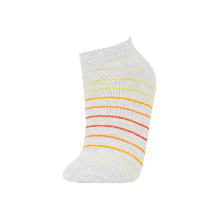 Defacto Y2443A6GR2 Gri 5li Pamuklu Çizgili Patik Çorap Erkek Çocuk