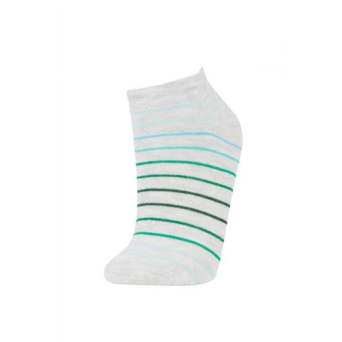 Defacto Y2443A6GR2 Gri 5li Pamuklu Çizgili Patik Çorap Erkek Çocuk