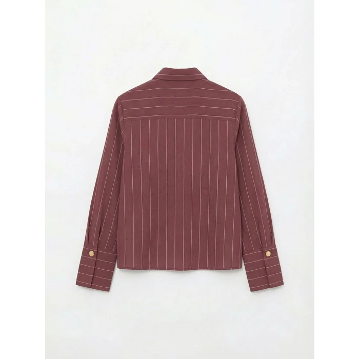 LCWAIKIKI Classic Mürdüm Çizgili Kadın Gömlek