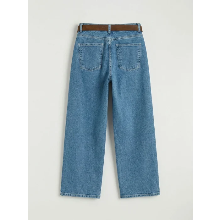 XSIDE Mavi Beli Kemerli Wideleg Kadın Jean Pantolon