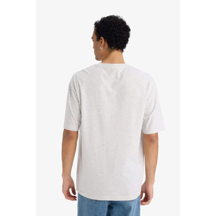 Defacto F8120AXGR389 Gri %100 Pamuk Boxy Fıt Baskılı Tişört