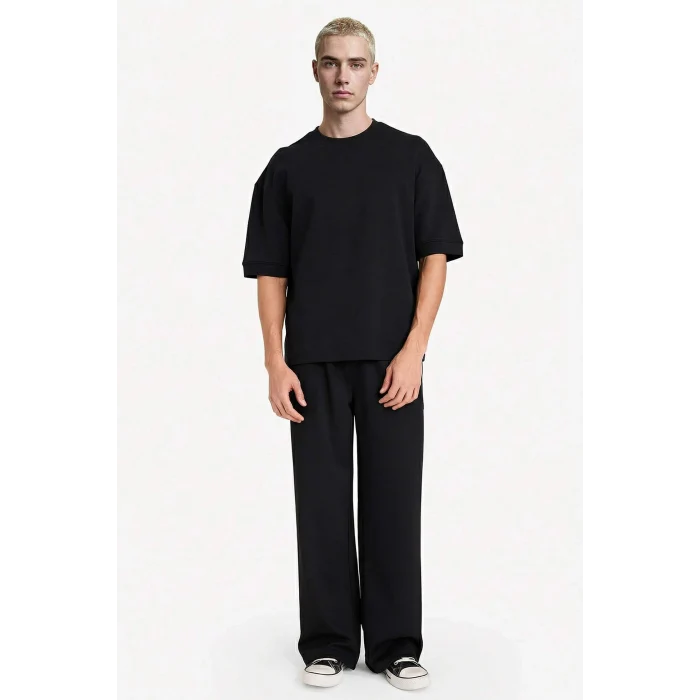 Defacto B4844AXBK81 Siyah LOOSE FIT Nefes Alabilen Kumaş Tişört