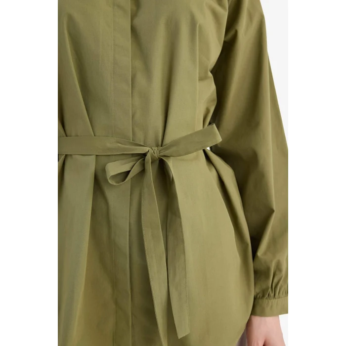 Defacto G7704AXKH21 Haki Relax Fıt Poplin Gömlek Tunik