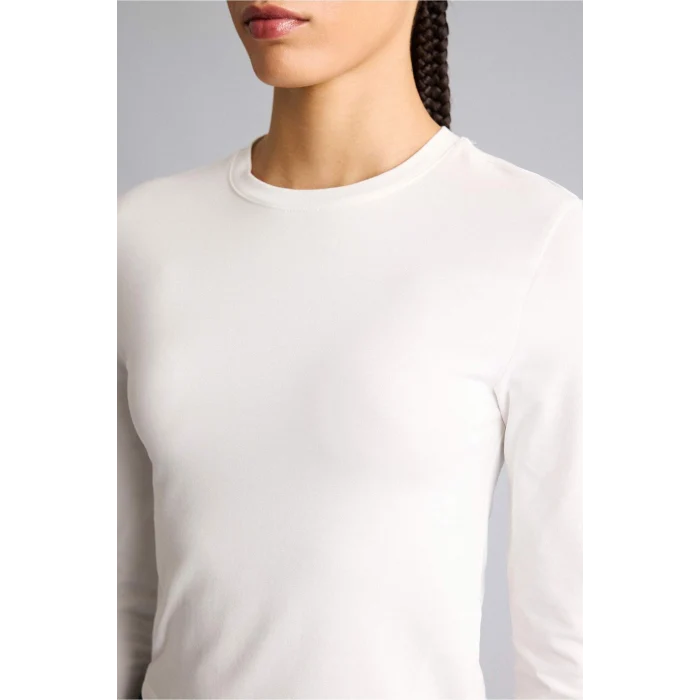 Defacto F9087AXER105 Ekru Slım Fıt Bisiklet Yaka Sporcu Uzun Kollu Tişört