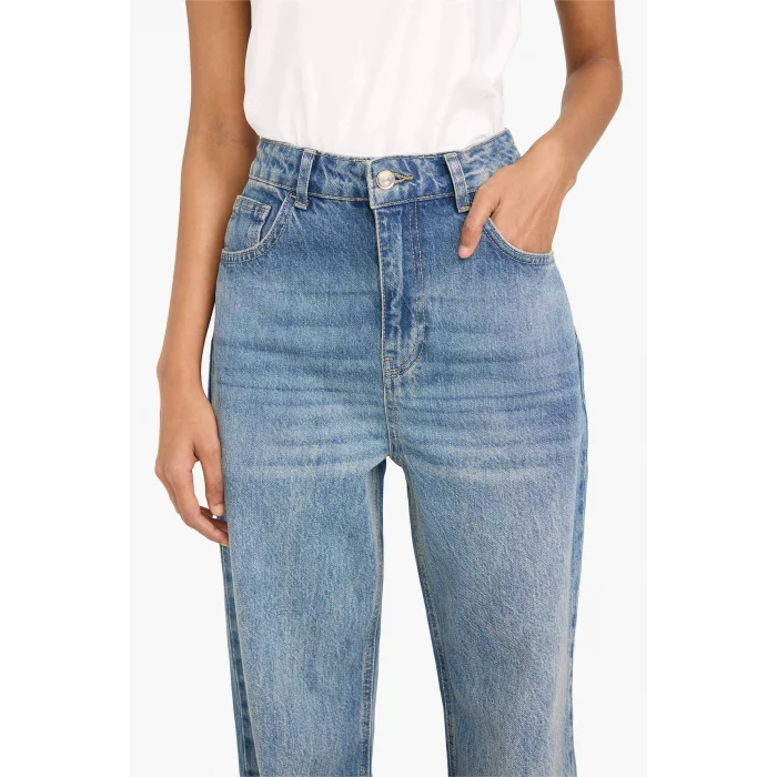 Defacto G8019AXNM28 Mavi %100 Pamuk 90s Wıde Leg Yüksek Bel Jean Pantolon