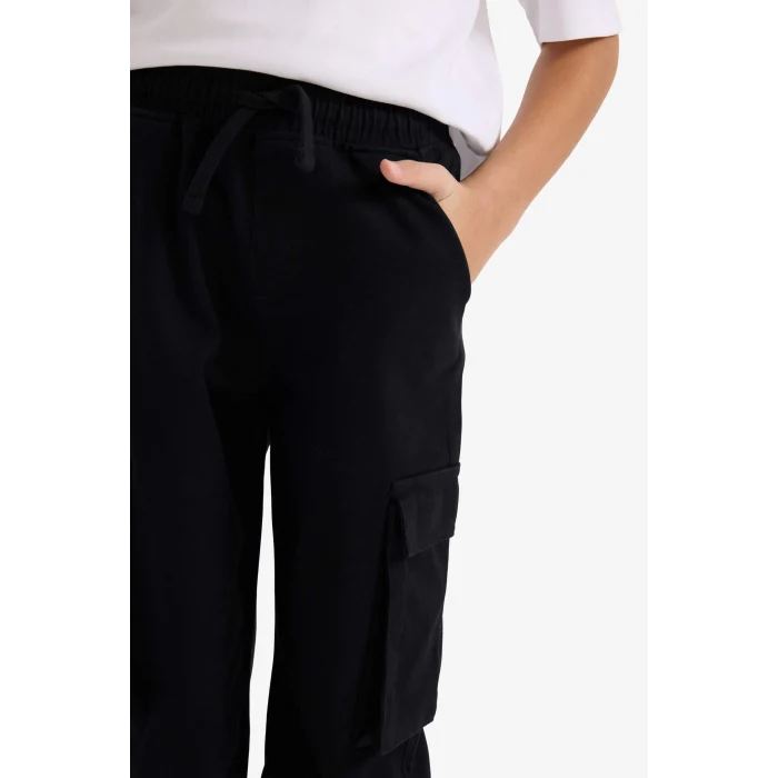 Defacto G8013A8BK81 Siyah Kargo Gabardin Pantolon Erkek Çocuk