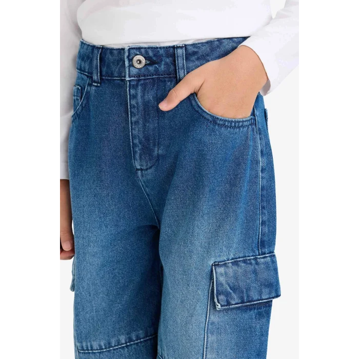 Defacto G6165A8NM28 Mavi Wıde Leg Cepli Jean Pantolon Erkek Çocuk