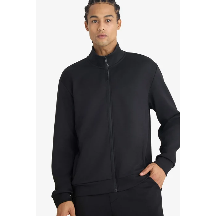 Defacto F9378AXBK81 Siyah Standart Fıt Dik Yaka Hırka