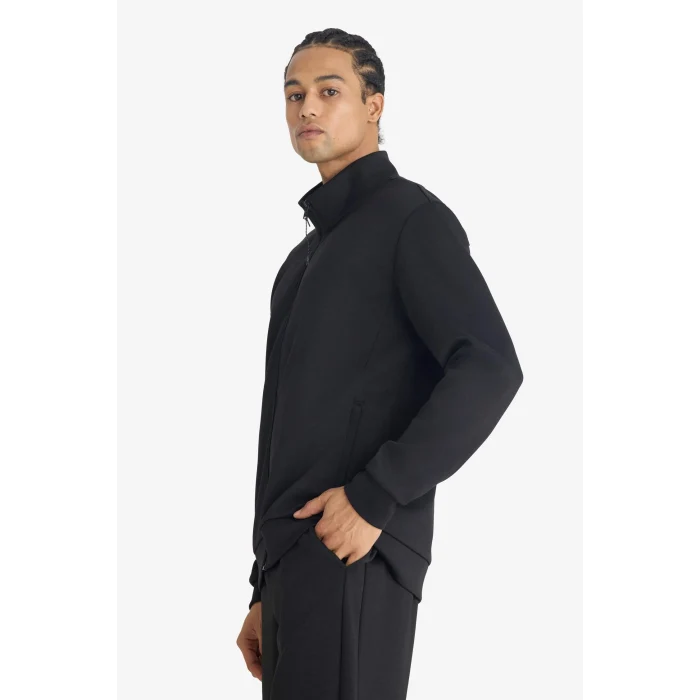 Defacto F9378AXBK81 Siyah Standart Fıt Dik Yaka Hırka