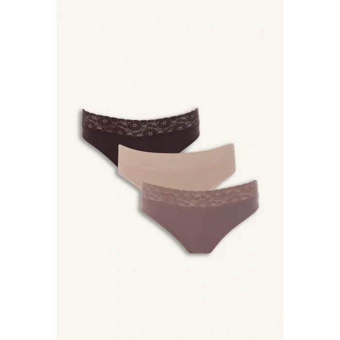 Defacto G8532AXBN277 Bordo Dantel Detaylı 3lü Külot