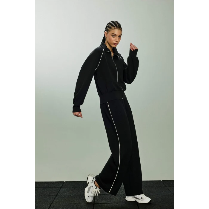 Defacto D7128AXBK81 Siyah Wide Leg Geniş Paça Standart Boy Modal Sporcu Pantolon